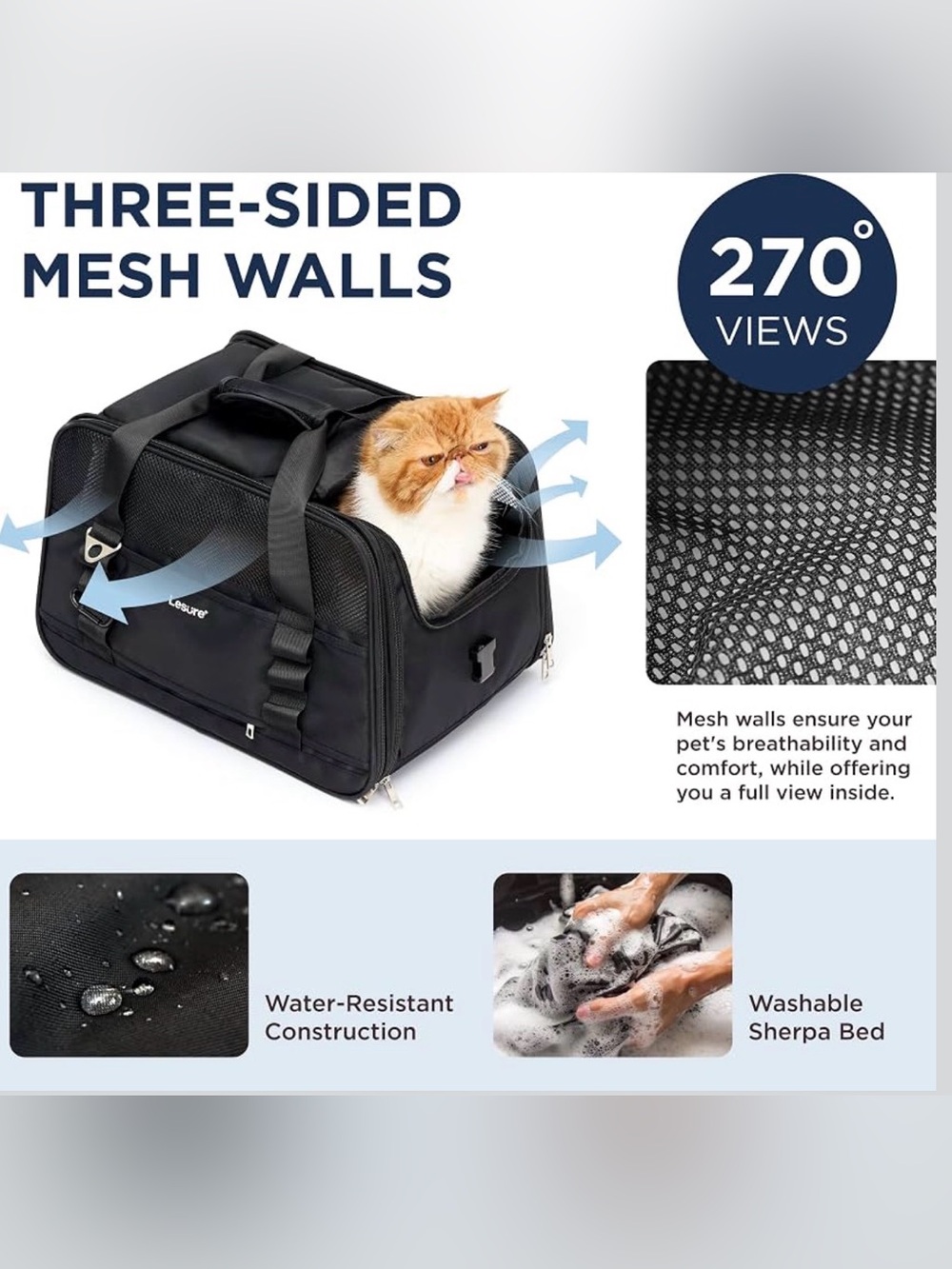 Lesure TSA Airline Approved Cat Carrier-2 in 1 Soft-Sided Pet Carrier Backpack. - Picture 5 of 11